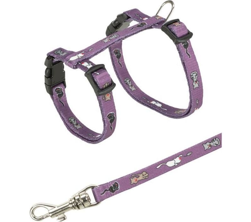 Harnais Chaton Ajustable En Nylon + Laisse 1,20 M, Tour 21–34 Cm