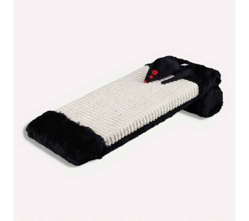 Griffoir Sur Rouleau - Tapis En Sisal / En Peluche - 15 × 35 Cm - Naturel / Noir