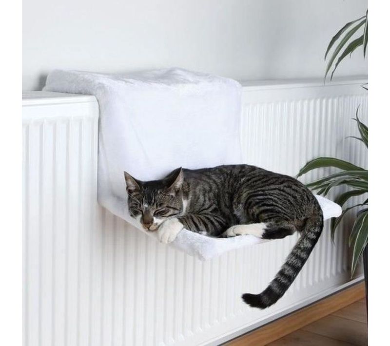 Hamac De Radiateur Deluxe Pour Chat - Peluche Rembourrée 45×24×31 Cm, Blanc
