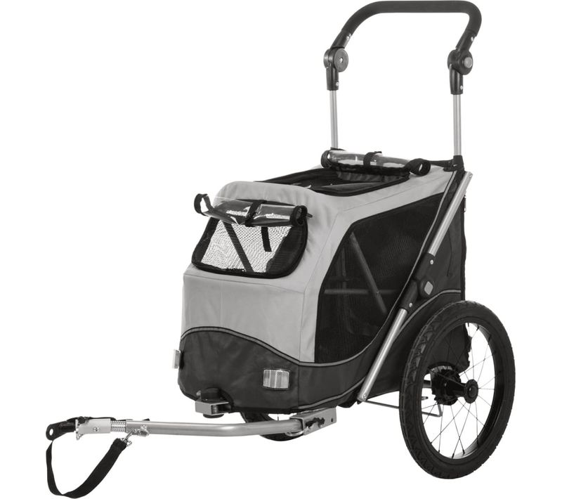 Roulotte De Vélo - Pliable - M: 63 × 95 × 90/132 Cm - Gris - Pour Chien