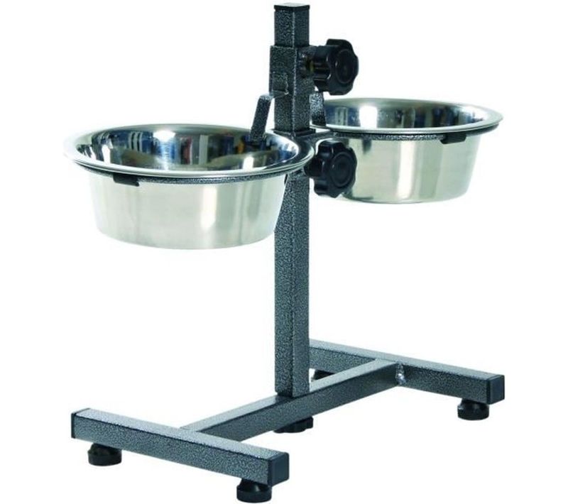 Bar à Chien Surélevé Avec 2 Gamelles Inox 0,75 L — Hauteur Réglable
