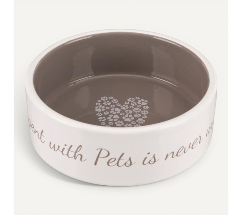 Écuelle Céramique Pet's Home - 0,3 L - Ø 12 Cm - Creme Et Taupe - Pour Chien