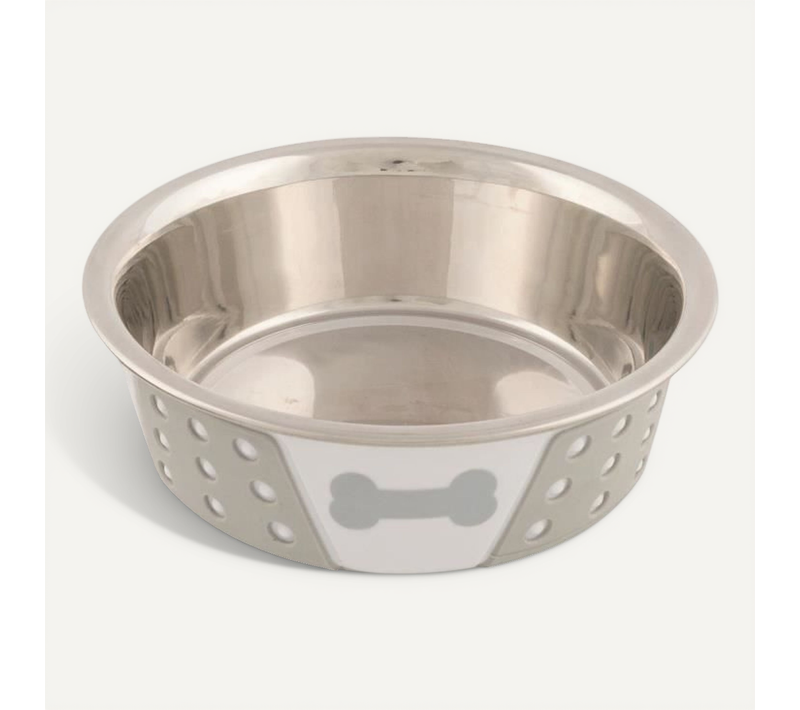 Écuelle En Acier Inox 0,4 L Gris Et Blanc Pour Chien