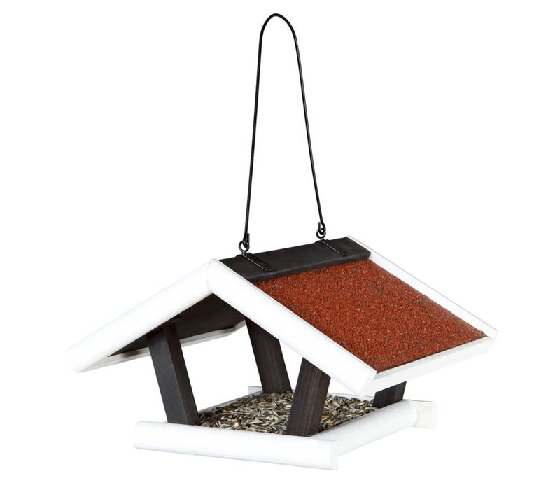 Mangeoire À Oiseaux Suspendue "natura" 30 X 18 X 28 Cm Noir Et Blanc