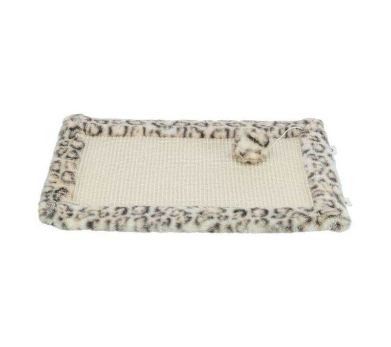 Tapis Griffoir Rectangulaire 55 X 35 Cm - Sisal, Bord Peluche Imprimé Léopard