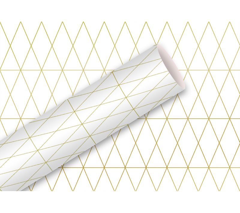 Papier cadeau 1,5M GEOMETRIC Blanc / Argent