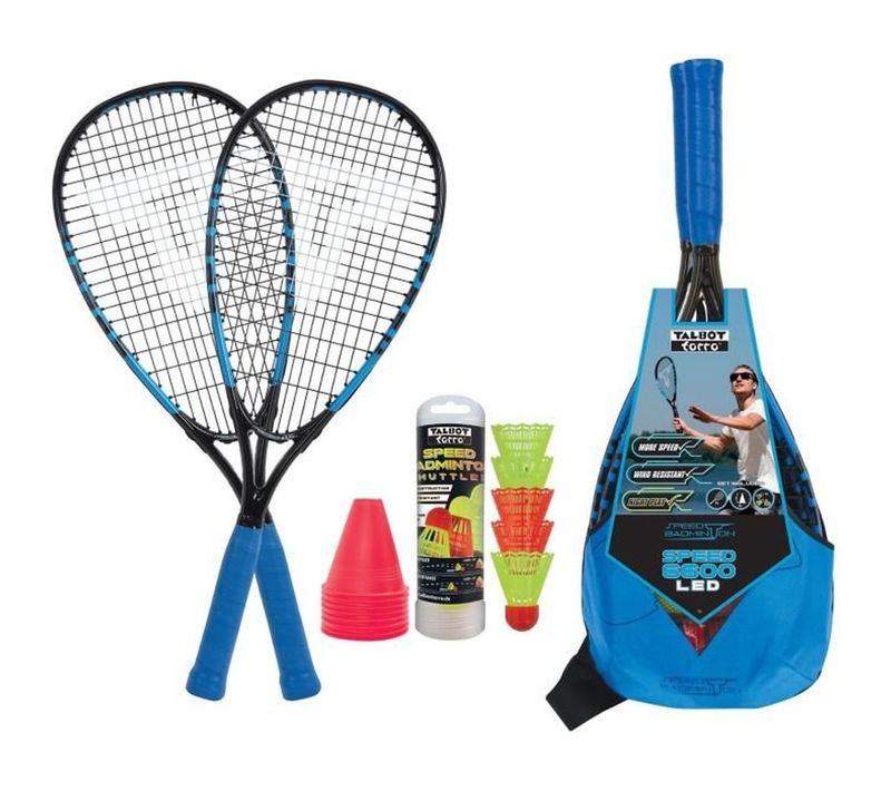 Set Speedbadminton Speed 6600 LED - 2 Raquettes 58,5 Cm, 5 Volants (2 LED), Sac