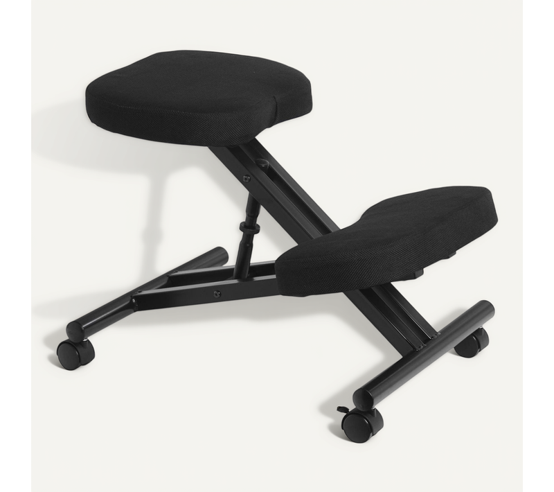 Tabouret Ergonomique Robert, Structure En Métal Noir Et Tissu Noir