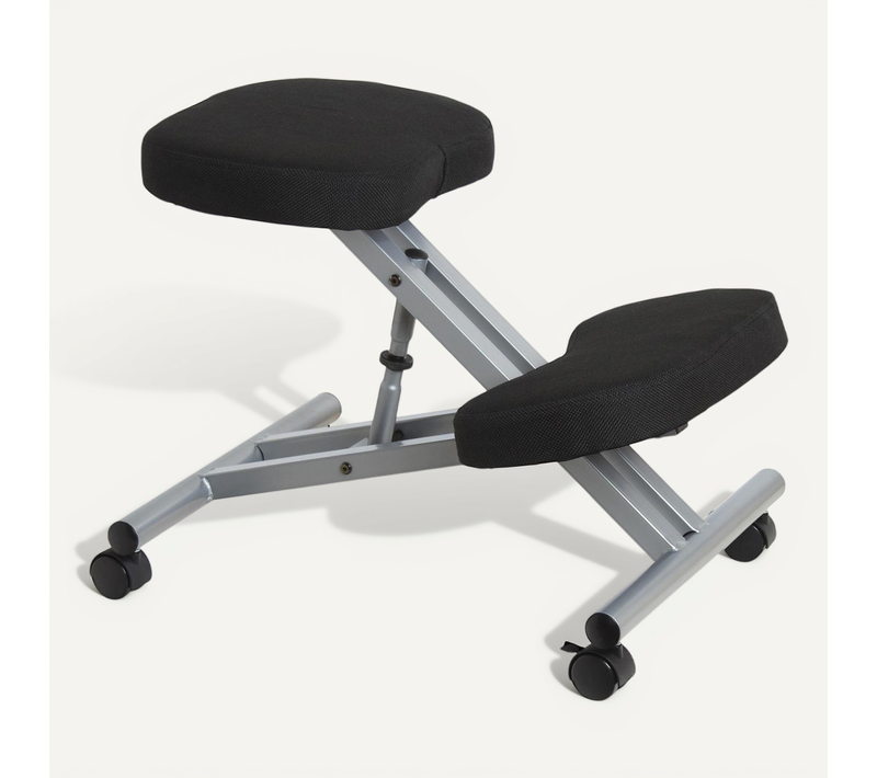 Tabouret Ergonomique Robert, Structure En Métal Et Tissu Noir