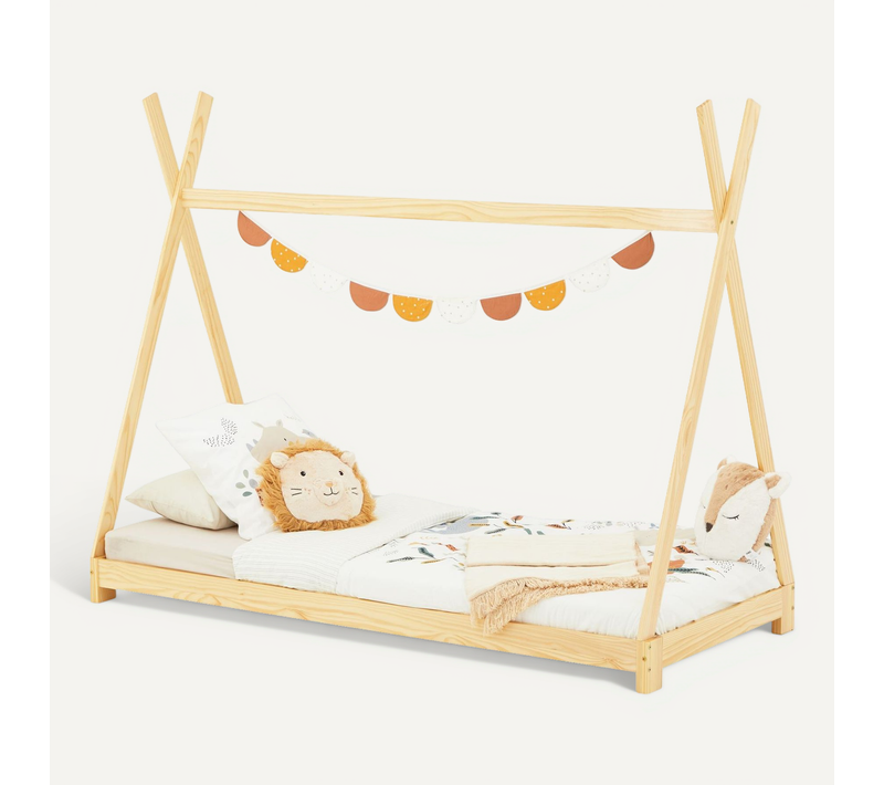 Lit Enfant Tipi Elin, 90 X 190 Cm En Pin Massif Vernis Naturel