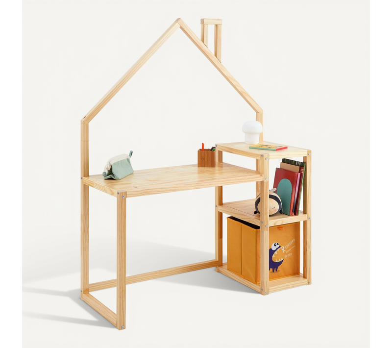 Bureau Enfant Nivia En Forme De Maison En Pin Massif Lasuré Naturel