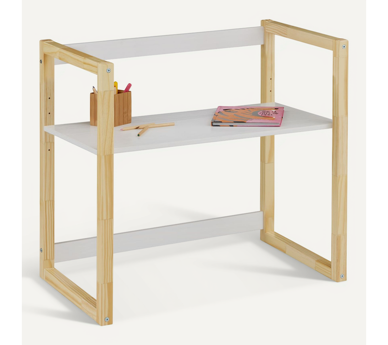 Bureau Enfant Suza Réglable En Hauteur En Pin - Blanc/naturel
