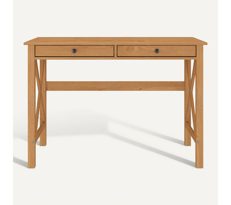 Bureau Adrian L 110 Cm 2 Tiroirs En Bois Massif - Coloris Chêne