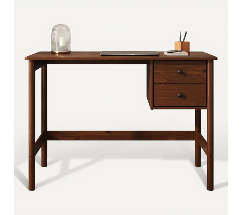 Bureau Marlo H 76 Cm 2 Tiroirs En Bois Massif - Coloris Châtaignier