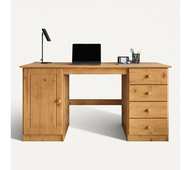 Bureau En Pin Manager, 2 Coloris Disponibles - Coloris Chêne
