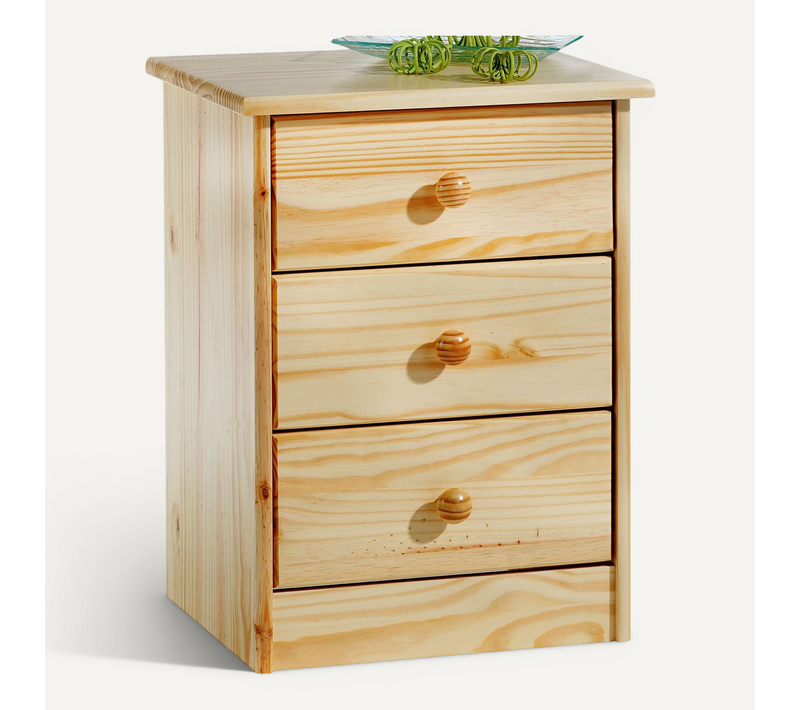 Table De Chevet Rondo, En Pin Massif Vernis Naturel
