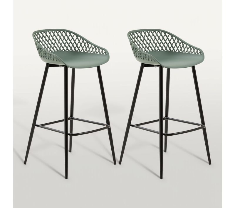 Lot De 2 Tabourets De Bar Irek, En Plastique Vert De Gris