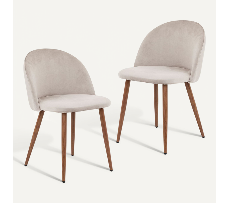 Lot De 2 Chaises Navia De Salle À Manger En Velours - Gris Clair