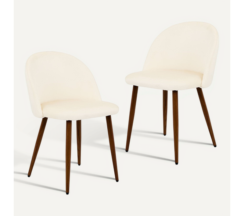 Lot De 2 Chaises Navia De Salle À Manger En Velours - Blanc Crème