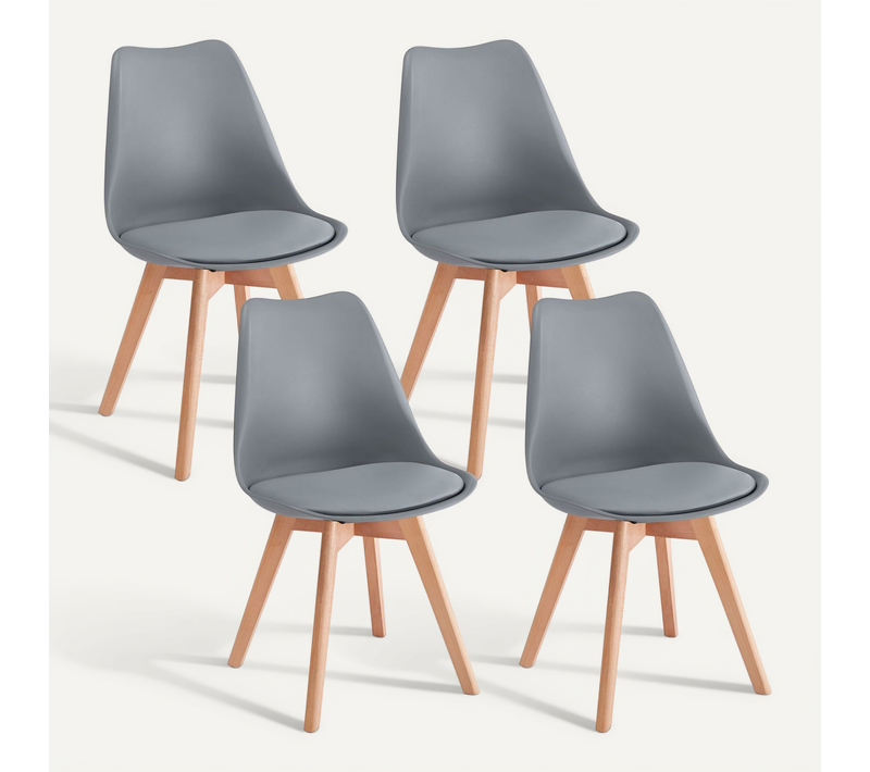 Lot De 4 Chaises Scandinaves Abby - Gris Clair