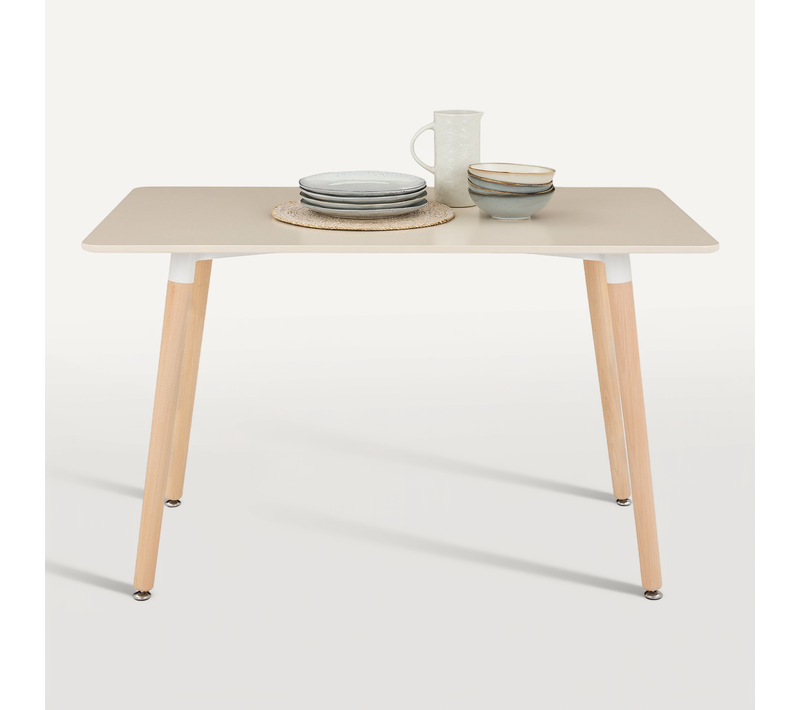 Table À Manger Shannon L 120 Cm, 4 Personnes - Blanc Crème