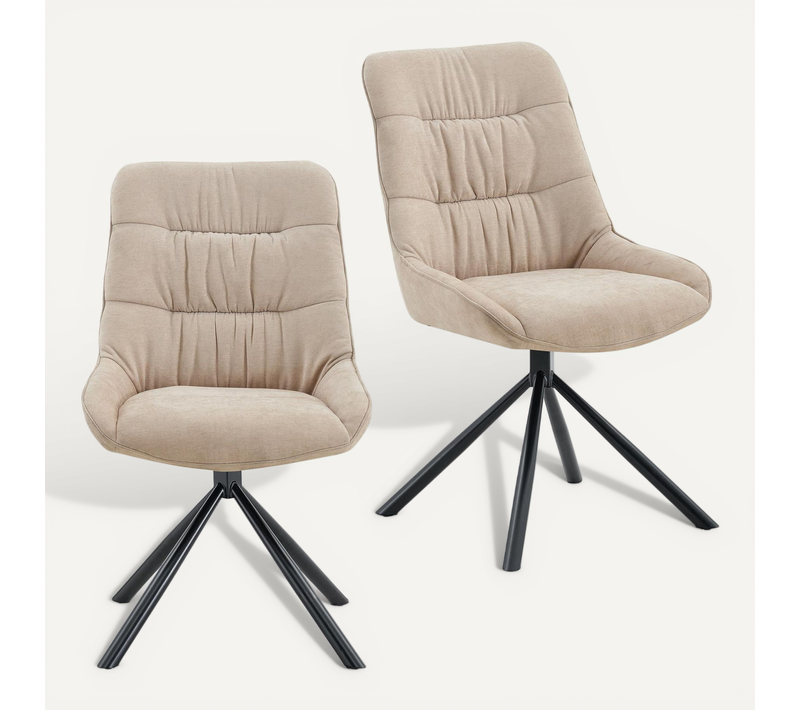 Lot De 2 Chaises Libra De Salle À Manger En Tissu - Beige