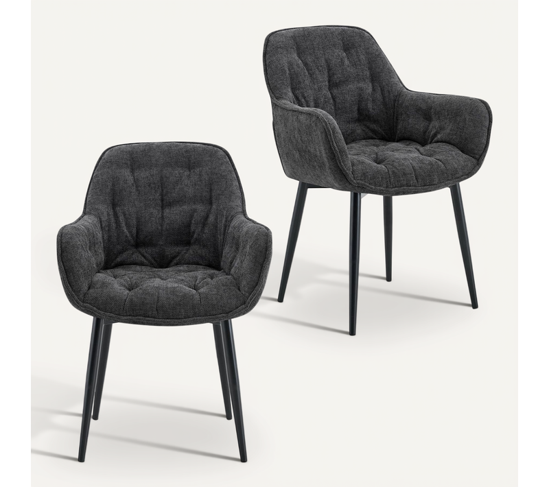 Lot De 2 Chaises Arden De Salle À Manger En Tissu - Gris