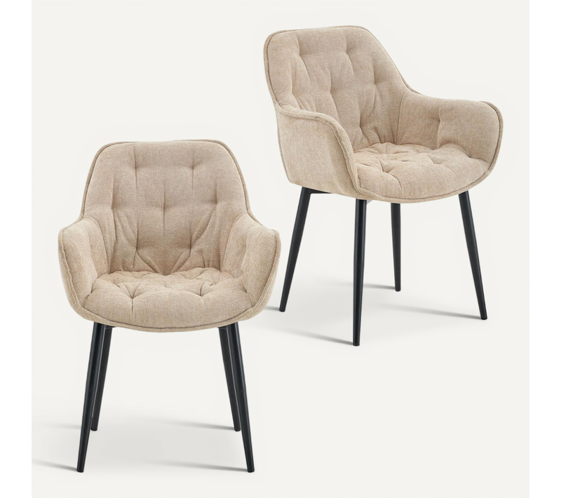 Lot De 2 Chaises Arden De Salle À Manger En Tissu - Beige