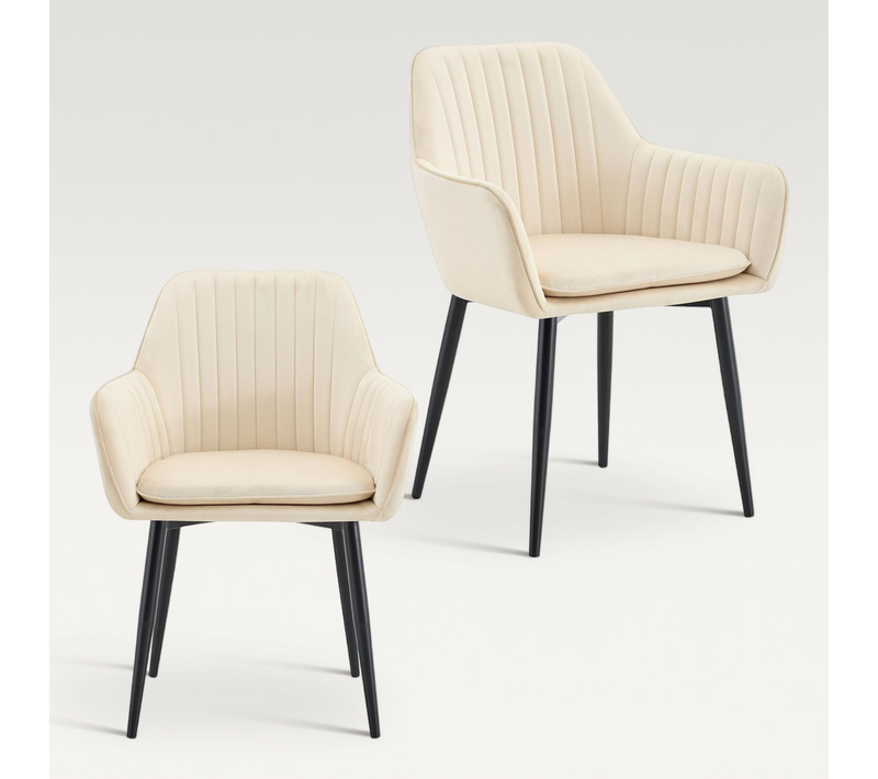 Lot De 2 Chaises Sienna De Salle À Manger En Velours - Beige