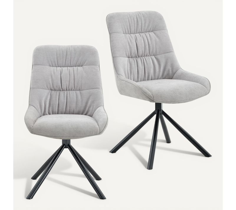 Lot De 2 Chaises Libra De Salle À Manger En Tissu - Gris