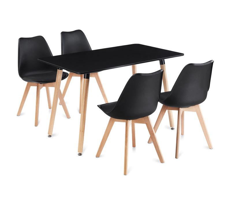 Ensemble Table Et 4 Chaises De Salle À Manger Shannon/abby – Noir