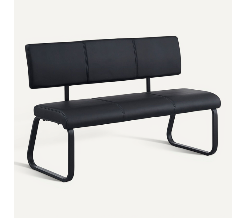 Banc Design Avec Dossier Vilas, En Synthétique Et Métal Noir