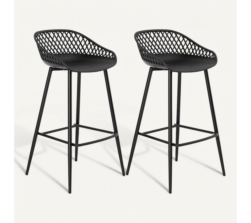 Lot De 2 Tabourets De Bar Irek, En Plastique Noir