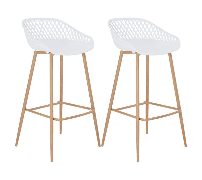 Lot De 2 Tabourets De Bar Irek, En Plastique Blanc