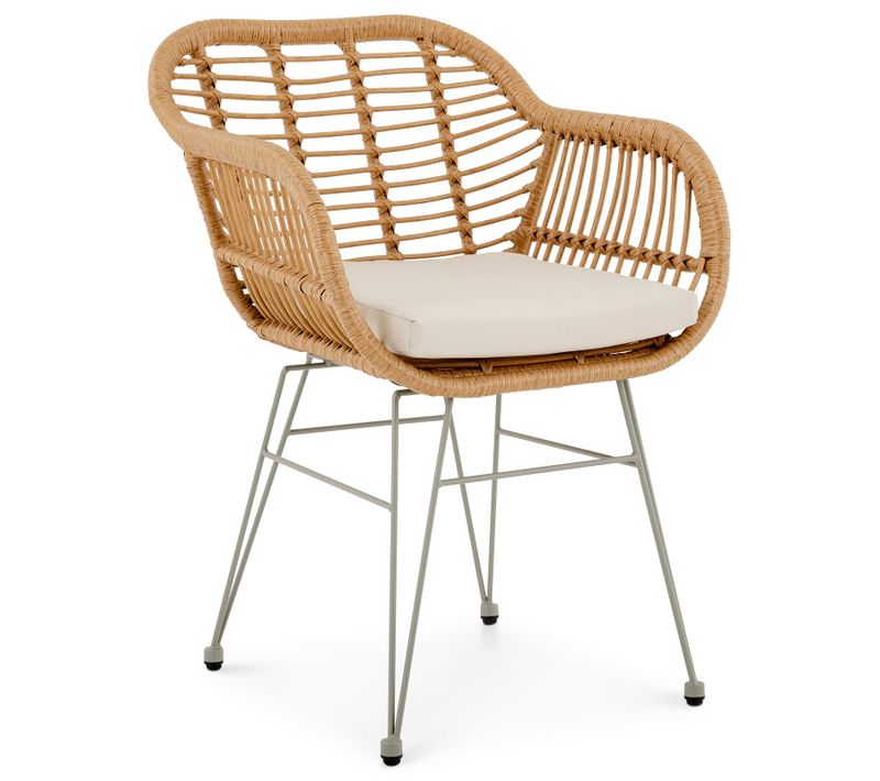 Chaise De Jardin Paramo, Imitation Rotin - Brun Et Beige