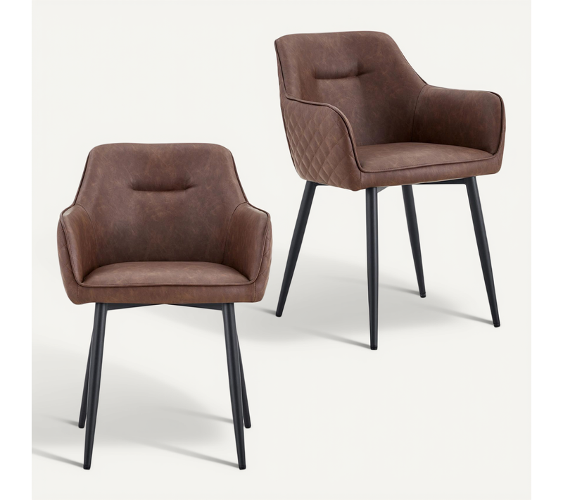 Lot De 2 Chaises Lisbon De Salle À Manger En Simili - Brun Foncé