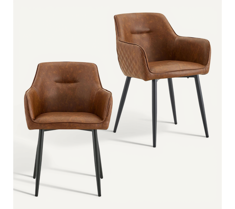 Lot De 2 Chaises Lisbon De Salle À Manger En Simili - Brun