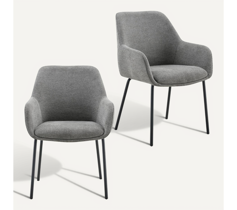 Lot De 2 Chaises Tursi De Salle À Manger En Tissu - Gris