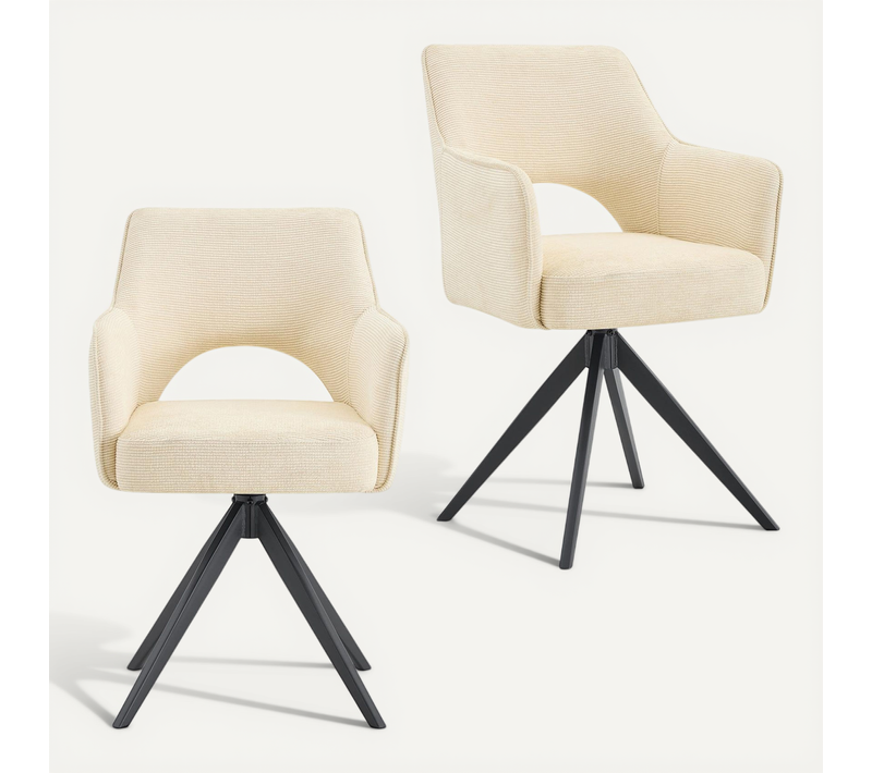 Lot De 2 Chaises Florence De Salle À Manger En Tissu - Blanc Crème
