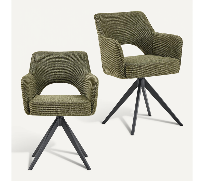 Lot De 2 Chaises Florence De Salle À Manger En Tissu - Vert