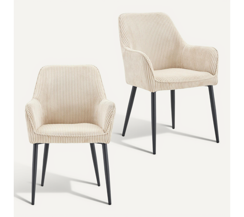 Lot De 2 Chaises Verona De Salle À Manger En Tissu - Beige