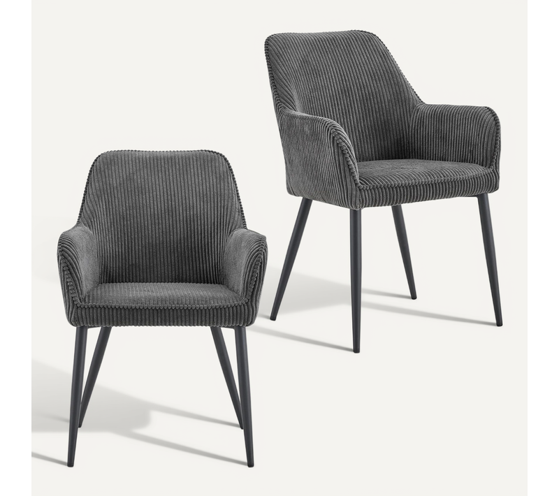 Lot De 2 Chaises Verona De Salle À Manger En Tissu - Gris