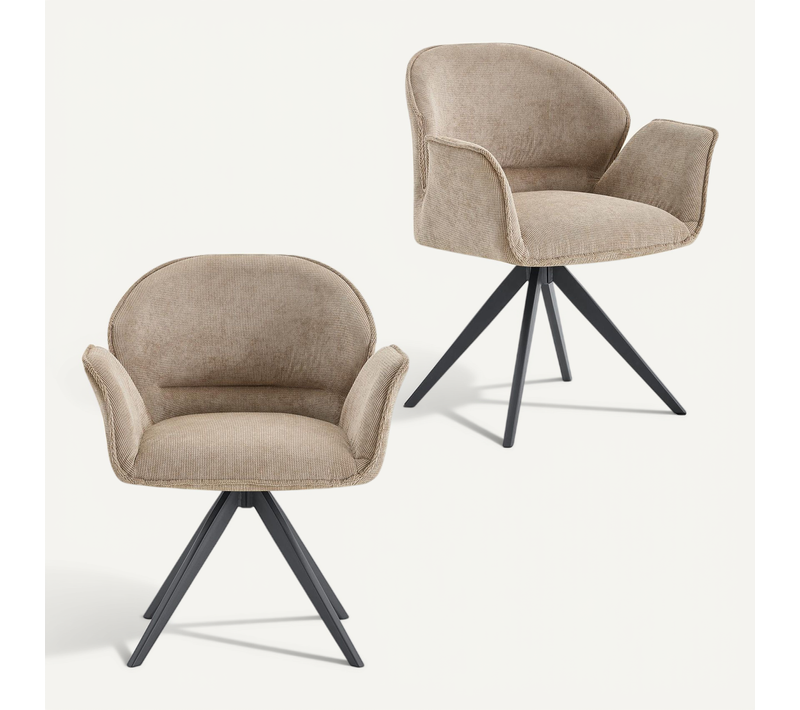 Lot De 2 Chaises Girona De Salle À Manger En Tissu - Grège