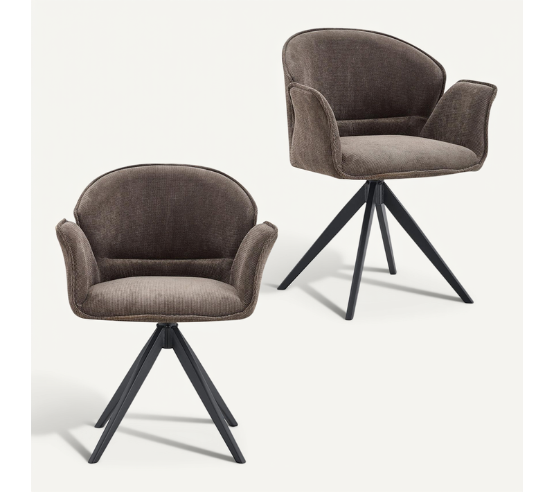 Lot De 2 Chaises Girona De Salle À Manger En Tissu - Gris Pierre
