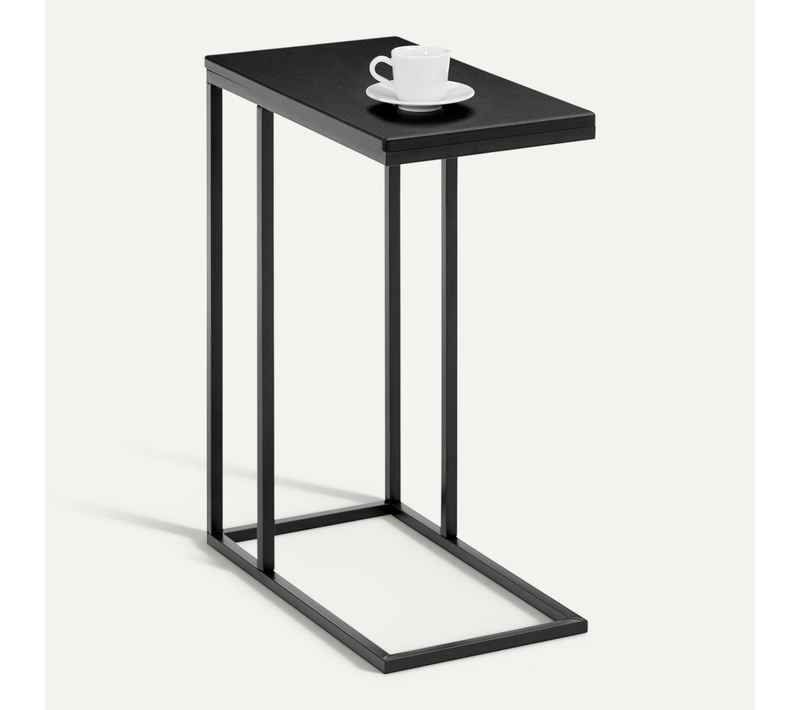Table D'appoint Rectangulaire Debora, En Métal Noir Et Décor Noir Mat
