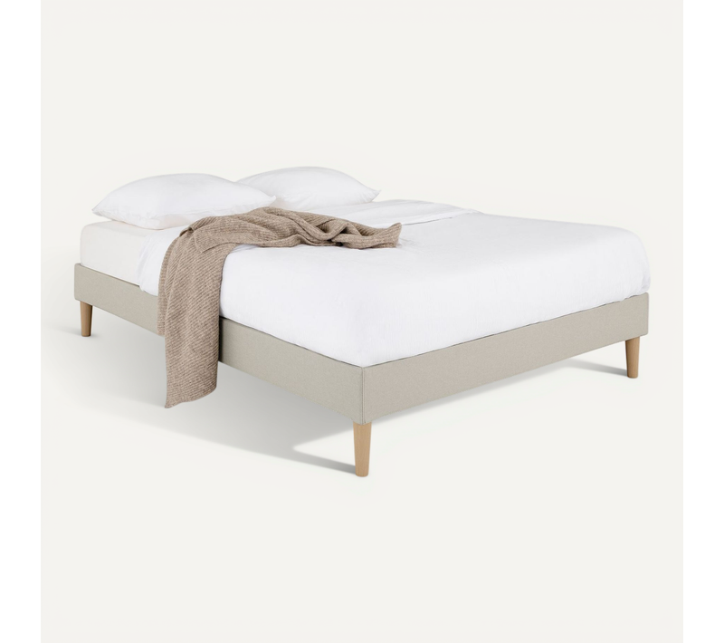 Sommier Tapissier Vannes 120 X 190 Cm Revêtement Tissu - Beige