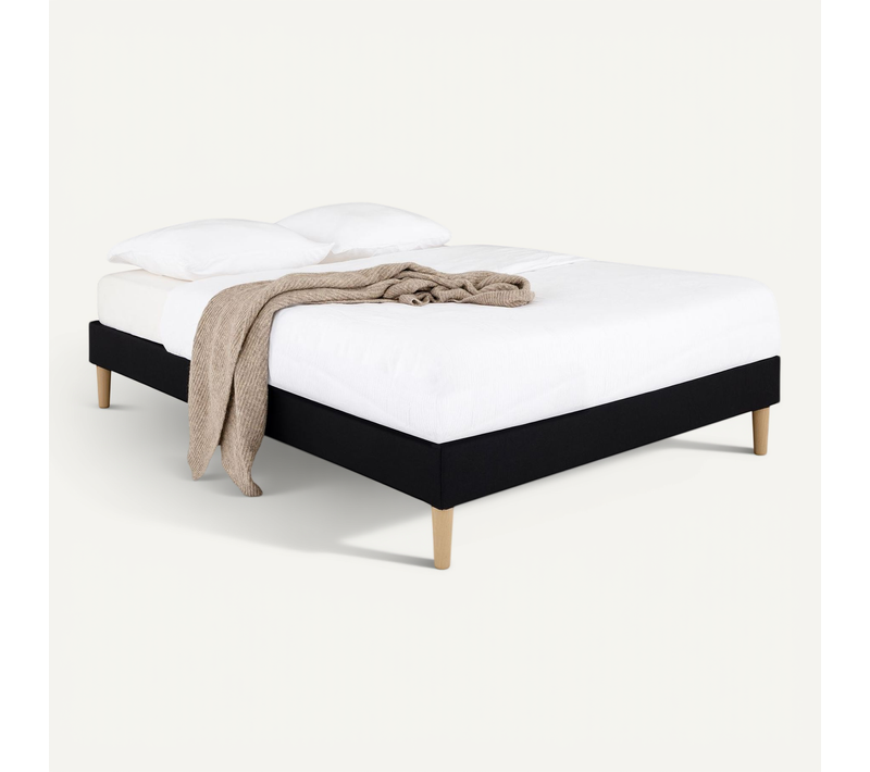Sommier Tapissier Vannes 120 X 190 Cm Revêtement Tissu - Noir