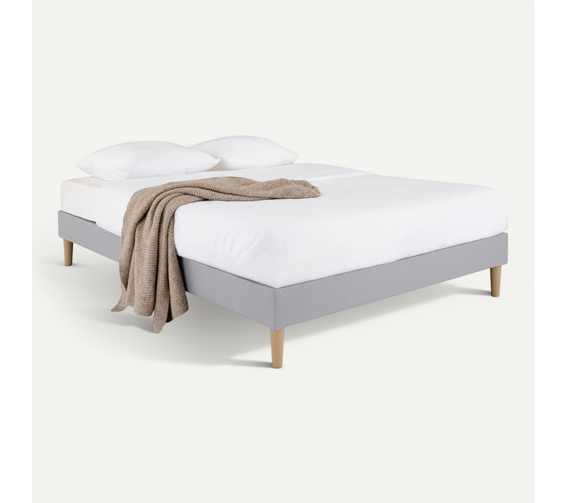 Sommier Tapissier Quimper 140 X 190 Cm Revêtement Tissu - Gris