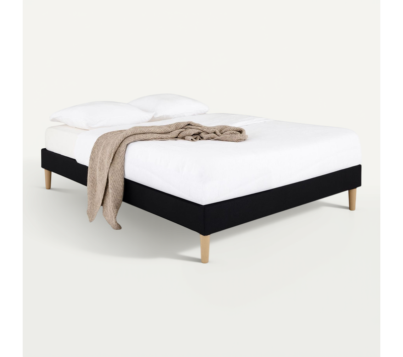 Sommier Tapissier Quimper 140 X 190 Cm Revêtement Tissu - Noir