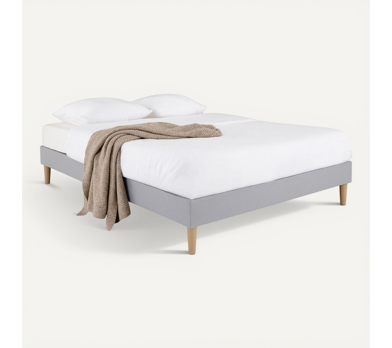 Sommier Tapissier Brest 160 X 200 Cm Revêtement Tissu - Gris